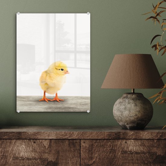 MuchoWow® Peinture sur verre 30x40 cm - Peinture sur verre acrylique - Poussin - Animaux - Garçons - Filles - Enfants - Photo sur verre - Peintures