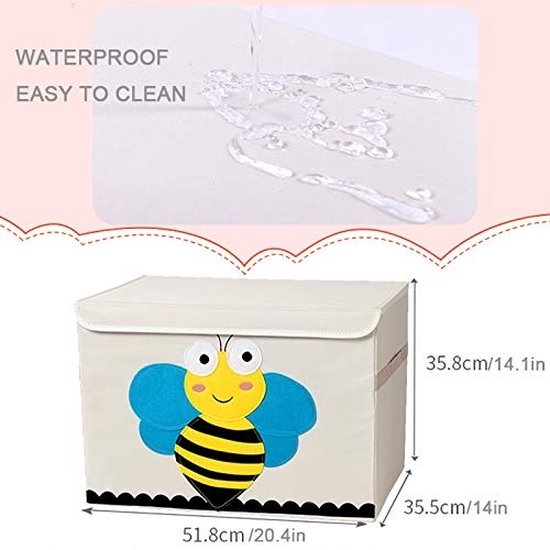 Opbergkist kinderen - Speelgoedkist - Leuke Bij - Opbergkist voor de babykamer - Wasmand Kinderkamer - Opbergen speelgoedmand - Wit - Geel — afbeelding 4