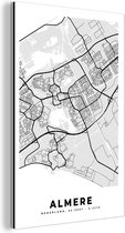 Wanddecoratie Metaal - Aluminium Schilderij Industrieel - Stadskaart - Almere - Grijs - Wit - 100x150 cm - Dibond - Foto op aluminium - Industriële muurdecoratie - Voor de woonkamer/slaapkamer - Plattegrond