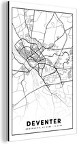 Décoration murale Métal - Peinture Aluminium Industrielle - Carte - Deventer - Zwart - Wit - 60x90 cm - Dibond - Photo sur aluminium - Décoration murale industrielle - Pour le salon / chambre