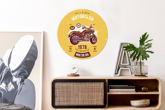 Papier peint Circle - Moto - Jaune - Rétro - 80x80 cm