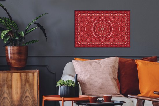 Stickers muraux - Tapis Persan - Tapis - Mandala - Rouge - 60x40 cm - Film Adhésif