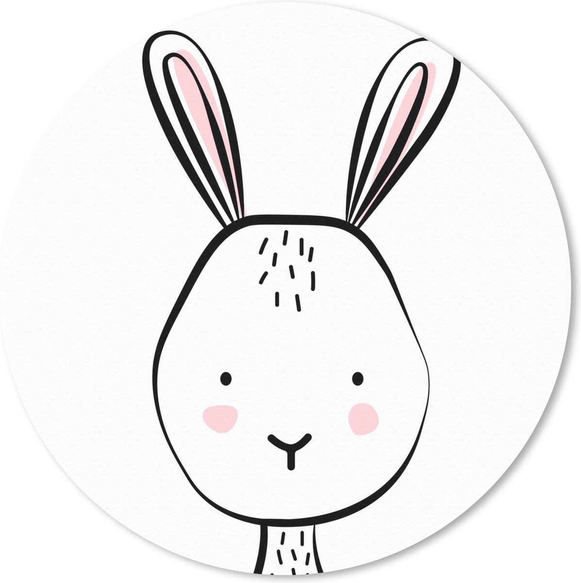 Muismat rond 20x20 cm - Mousepad Konijn - Dier - Kinderen - Ronde muismatten