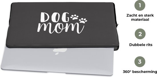 Housse ordinateur 13 pouces 34x24 cm - Chiens Quotes - Housse Macbook & Laptop Quote Dog mom noir décoration murale - Housse ordinateur portable avec photo