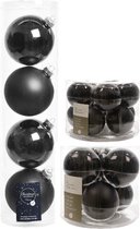 Compleet glazen kerstballen pakket zwart glans/mat 26x stuks - 10x 6 cm - 12x 8 cm - 4x 10 cm