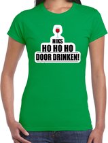 Niks ho ho ho fout Kerst wijn t-shirt - groen - dames - Kerst t-shirt / Kerst outfit S