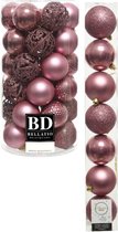 Kerstversiering kunststof kerstballen oud roze 6-8 cm pakket van 51x stuks - Kerstboomversiering