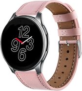 Leer Smartwatch bandje - Geschikt voor  OnePlus Watch leren bandje - roze - Strap-it Horlogeband / Polsband / Armband