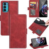 Motorola Edge 20 Hoesje - MobyDefend Luxe Wallet Book Case (Sluiting Zijkant) - Rood - GSM Hoesje - Telefoonhoesje Geschikt Voor: Motorola Edge 20