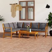 Decoways - 5-delige Loungeset met kussens massief acaciahout