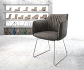 Gestoffeerde-stoel Elda-Flex met armleuning slipframe roestvrij staal antraciet vintage