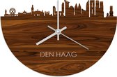 Skyline Klok Den Haag Palissander hout - Ø 40 cm - Woondecoratie - Wand decoratie woonkamer - WoodWideCities