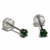 Aramat jewels ® - Zirkonia zweerknopjes rond 3mm oorbellen emerald groen chirurgisch staal