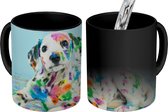 Magische Mok - Foto op Warmte Mokken - Koffiemok - Hond - Verf - Blauw - Magic Mok - Beker - 350 ML - Theemok