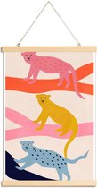 JUNIQE - Posterhanger Leopard Tree -30x45 /Kleurrijk