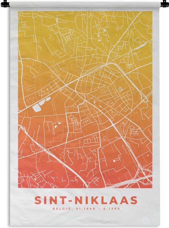 Tapisserie - Tapisserie - Plan de la ville - België - Sint-Niklaas - Oranje - 60x90 cm - Tapisserie - Carte