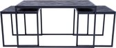 Dimehouse Industriële Salontafel Dulce - Set van 3 - Zwart - Visgraat