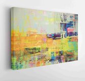Onlinecanvas - Schilderij - Astract Behang Olieverf Met Penseelstreken In Warme Kleuren Art Horizontaal Horizontal - Multicolor - 115 X 75 Cm