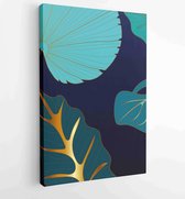 Tropical leaf line arts design for packaging design, social media post, wall art,cover, banner, creative post, Gold geometrisch patroon ontwerp vector 1 - Moderne schilderijen – Ve