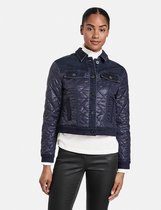 TAIFUN Dames Denim jack met glanzend doorgestikt materiaal