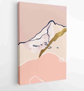 Luxe Gold Mountain muur kunst vector set. Aardetinten landschappen achtergronden instellen met maan en zon. 3 - Moderne schilderijen – Verticaal – 1871795821 - 115*75 Vertical