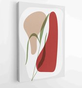 Earth tone boho gebladerte lijntekeningen tekenen met abstracte vorm. Abstract Plant Art-ontwerp voor print, omslag, behang, minimale en natuurlijke kunst aan de muur. 1 - Moderne