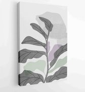 Botanische muur kunst vector set. Earth tone boho gebladerte lijntekeningen tekenen met abstracte vorm. 4 - Moderne schilderijen – Verticaal – 1843215856 - 50*40 Vertical