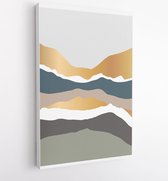 Aardetinten landschappen achtergronden instellen met maan en zon. Abstract Plant Art-ontwerp voor print, omslag, behang, minimale en natuurlijke kunst aan de muur. 1 - Moderne schi