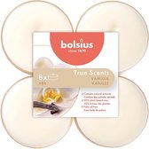 48 pièces Bolsius vanille - maxi bougies chauffe-plat parfumées vanille (8 heures) tasses transparentes True Scents