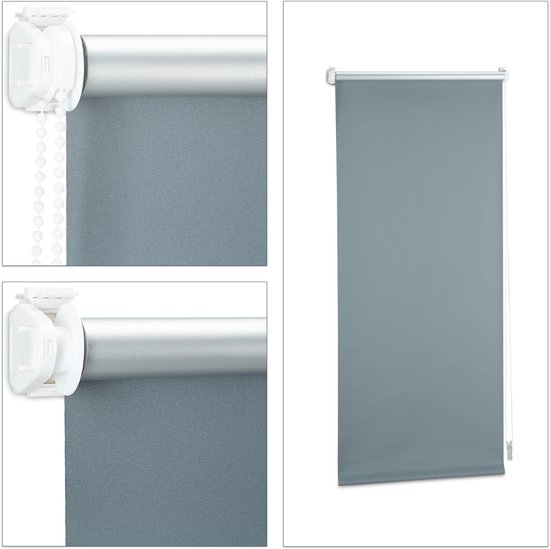Relaxdays Store à enrouleur occultant gris - store enrouleur thermique sans perçage - mécanisme de traction 60x160cm