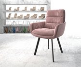 Gestoffeerde-stoel Abelia-Flex met armleuning 4-Fuß oval zwart fluweel rosé