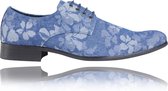 Jeans Flower - Maat 41 - Lureaux - Kleurrijke Schoenen Voor Heren - Veterschoenen Met Print
