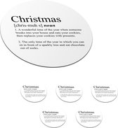 Onderzetters voor glazen - Rond - Christmas definitie - Spreuken - Quotes - Kerst - Woordenboek - 10x10 cm - Glasonderzetters - 6 stuks