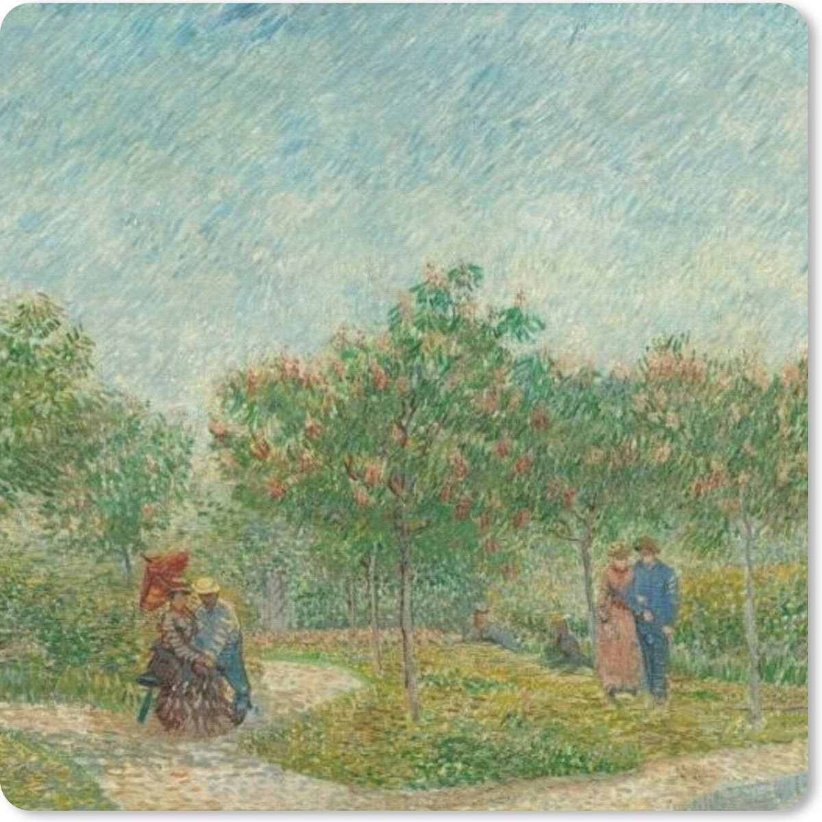 Muismat 20x20 cm - Mousepad Tuin met geliefden - Vincent van Gogh - Muismatten