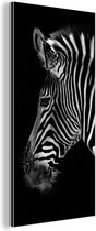 Wanddecoratie Metaal - Aluminium Schilderij Industrieel - Zebra - Wilde dieren - Zwart - 80x160 cm - Dibond - Foto op aluminium - Industriële muurdecoratie - Voor de woonkamer/slaapkamer