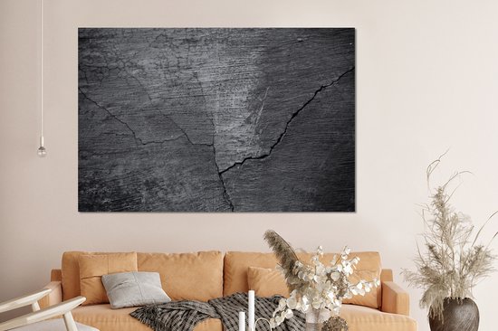 Décoration murale Métal - Peinture Aluminium Industriel - Béton - Zwart - Fissure - 150x100 cm - Dibond - Photo sur aluminium - Décoration murale industrielle - Pour le salon/chambre