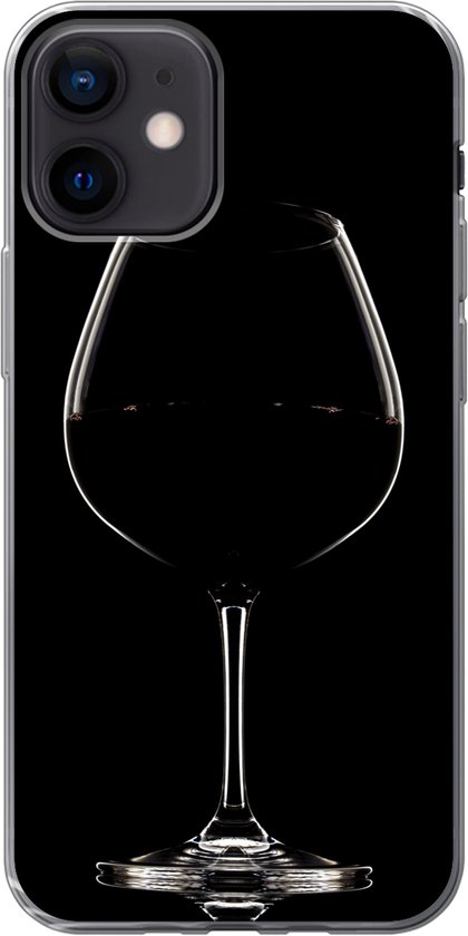 Huiswerk maken landbouw Onderzoek iPhone 12 hoesje - Wijnglas op zwarte achtergrond - Siliconen Telefoonhoesje  | bol.com