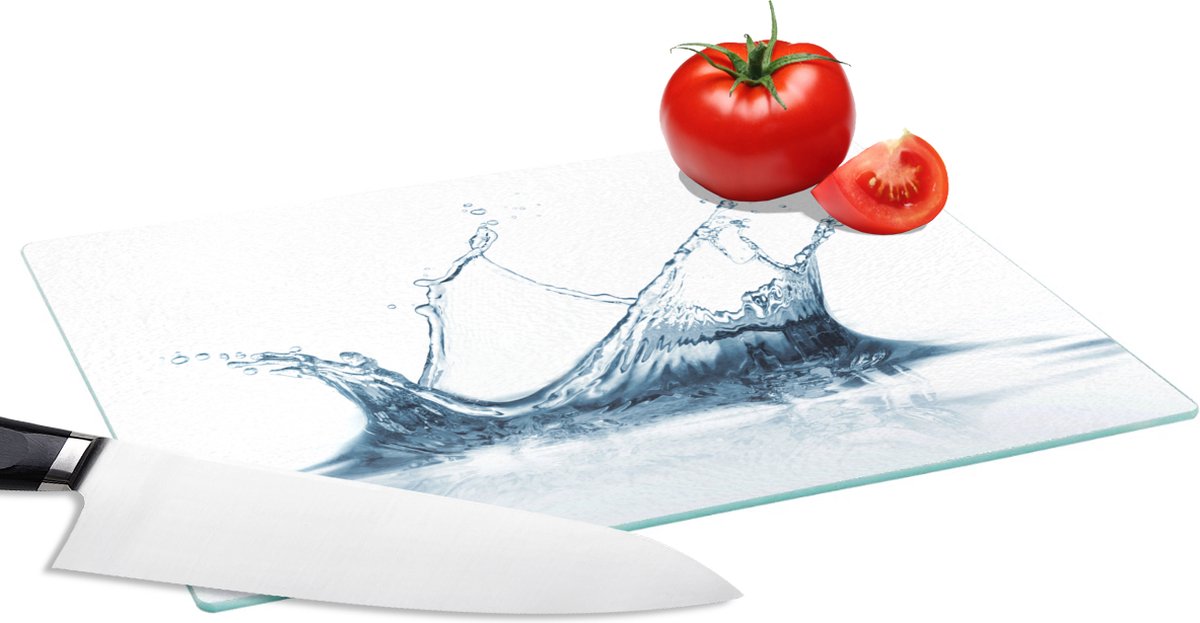 Glazen Snijplank - 28x20 - Druppels water bij een plons - Snijplanken Glas