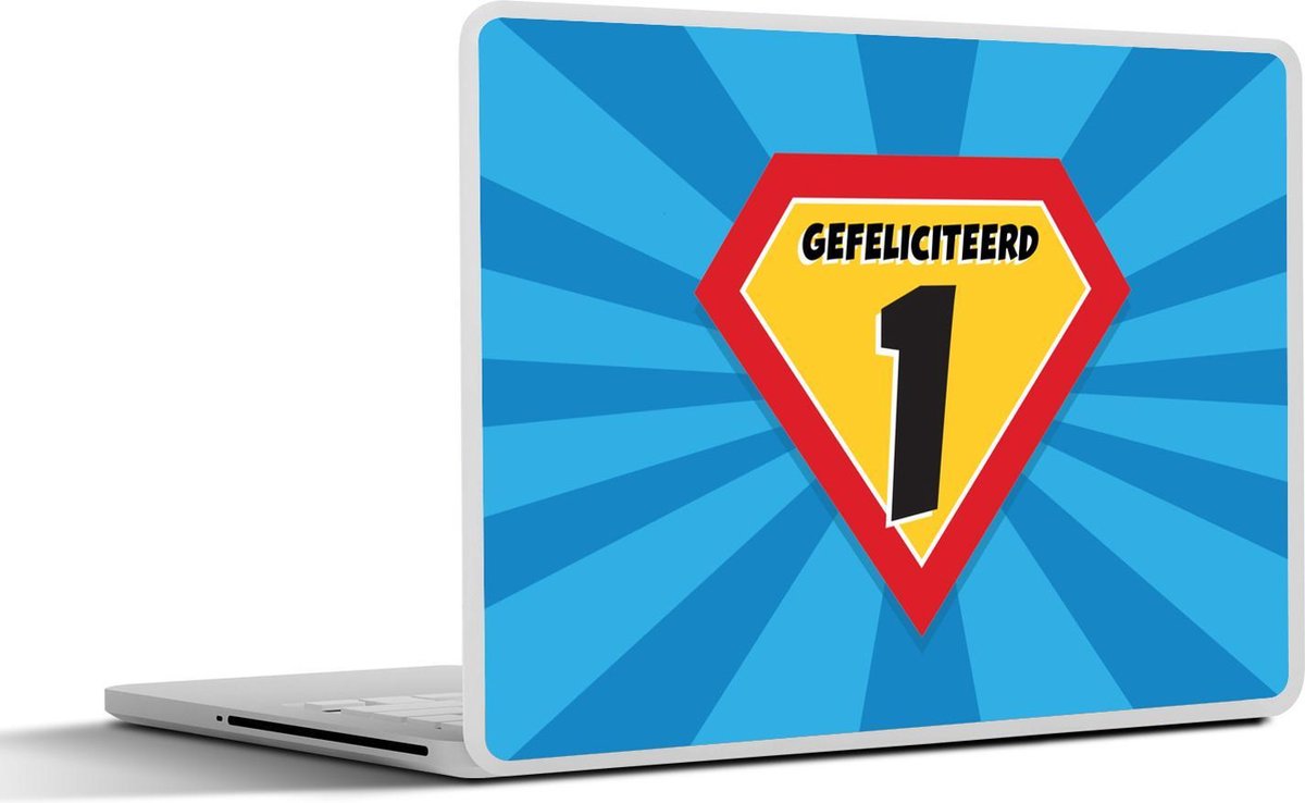 Laptop sticker - 13.3 inch - Verjaardag - 1 Jaar - Superman - 31x22,5cm - Laptopstickers - Laptop skin - Cover