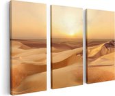 Artaza Canvas Schilderij Drieluik Woestijn bij Zonsondergang in de Sahara - 120x80 - Foto Op Canvas - Canvas Print