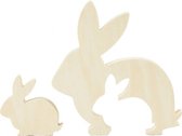 2in1 Figuren konijnen 5 + 10,5 cm x 5 + 10 cm x 1,2 cm bruin