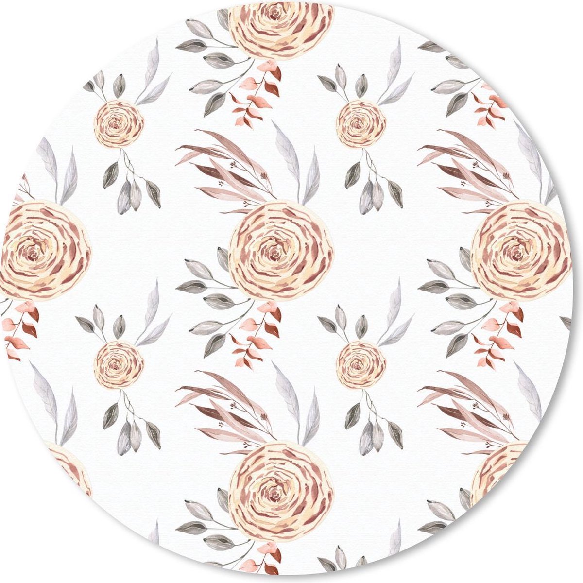 Muismat rond 30x30 cm - Mousepad Rozen - Goud - Wit - Ronde muismatten