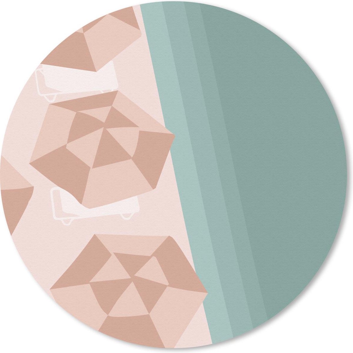 Muismat rond 30x30 cm - Mousepad Zomer - Strandparasols - Zee - Ronde muismatten