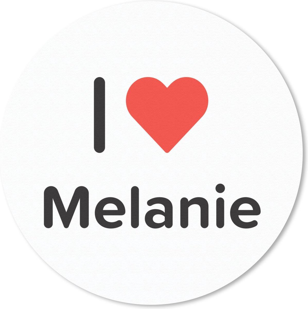 Muismat rond 20x20 cm - Mousepad I love - Melanie - Meisje - Ronde muismatten