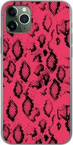 Geschikt voor iPhone 11 Pro Max hoesje - Dierenprint - Slangenhuid - Roze - Siliconen Telefoonhoesje
