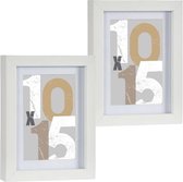 2x stuks houten fotolijst wit geschikt voor een foto van 10 x 15 cm of 13 x 18 cm