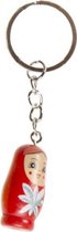 sleutelhanger Matroesjka 3,5 x 2 cm hout rood