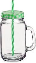 drinkbeker Jar junior 700 ml glas groen/wit