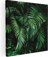 Artaza Canvas Schilderij Tropische Palm Bladeren - Groen - 80x80 - Groot - Foto Op Canvas - Canvas Print