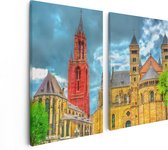 Artaza Canvas Schilderij Tweeluik Basiliek van Sint Servaas in Maastricht - 80x60 - Foto Op Canvas - Canvas Print